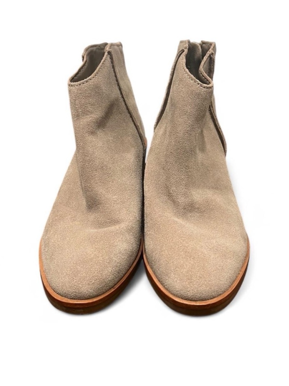 Dolce Vita Trena Ankle Boot Size 7.5 Beige Suede Block Heel Chelsea Bootie